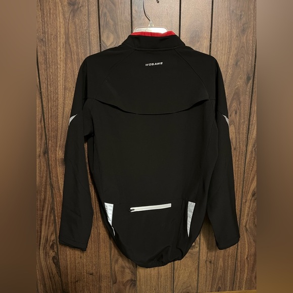 Wosawe Black Red Cycling Long Sleeve Zipper Closure Pocket Reflective Jacket L - Picture 4 of 10